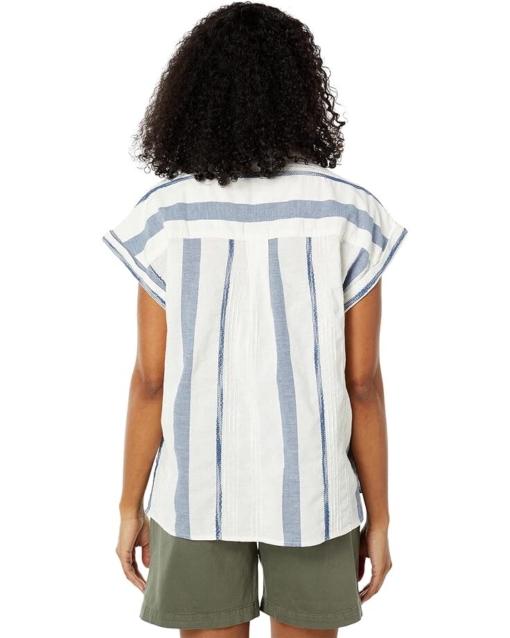 

Рубашка Dylan by True Grit Cotton and Chambray Short Sleeve Button-Up Shirt, цвет White/Denim