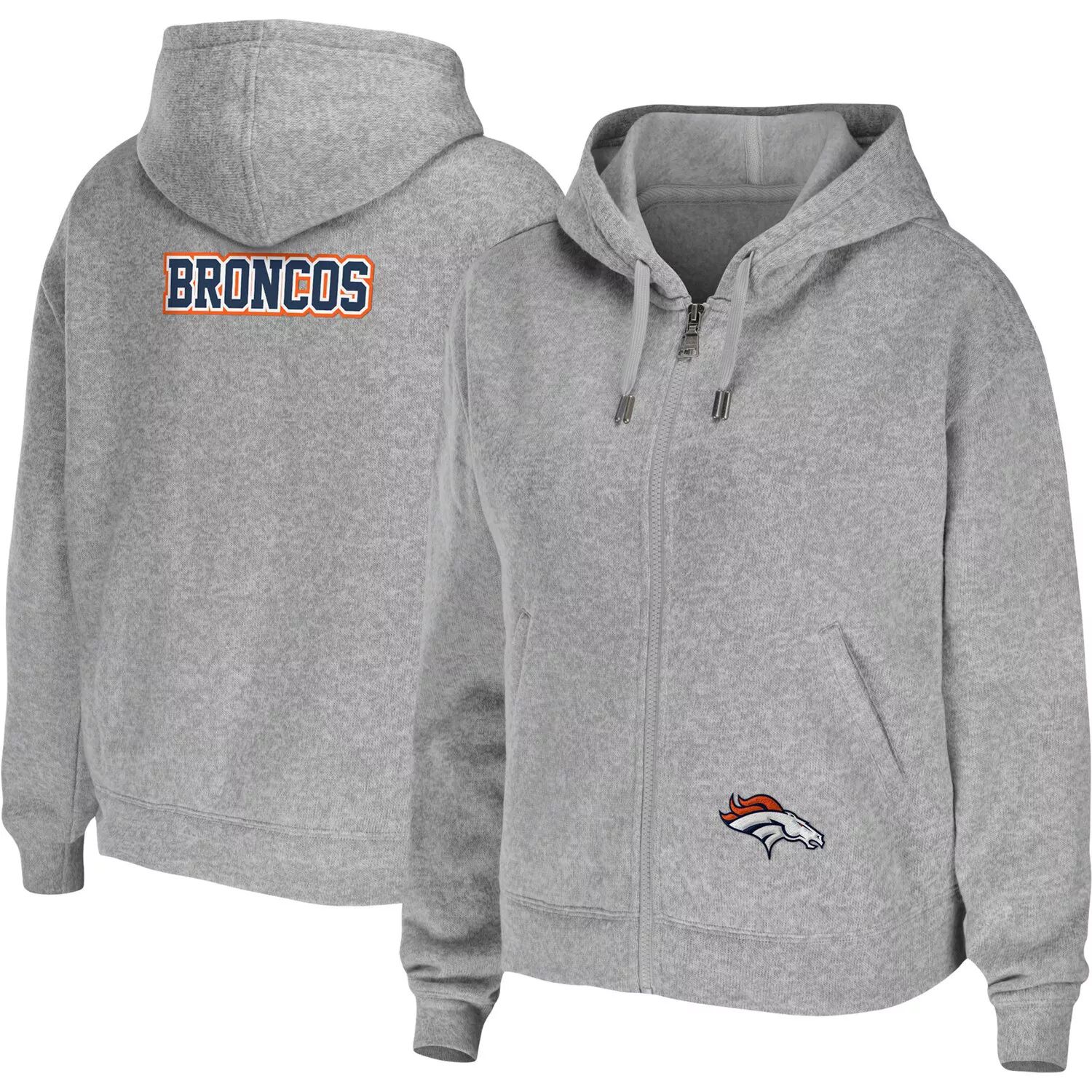 

Женская одежда WEAR от Erin Andrews Серая толстовка с молнией во всю длину Denver Broncos Heathered Denver Broncos Team