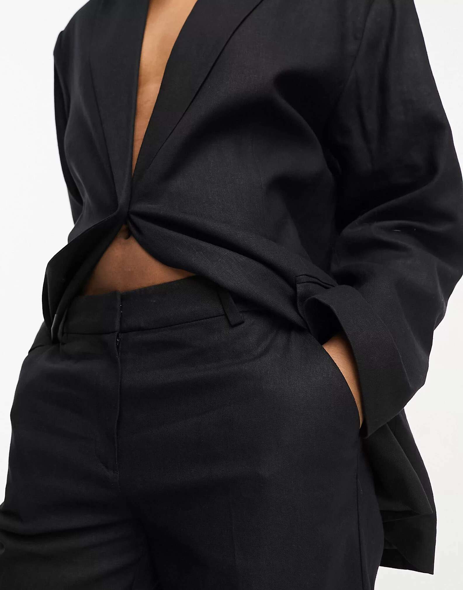 Черные однотонные льняные брюки Weekday Cryus костюм блейзер для жениха блейзер жилет и брюки