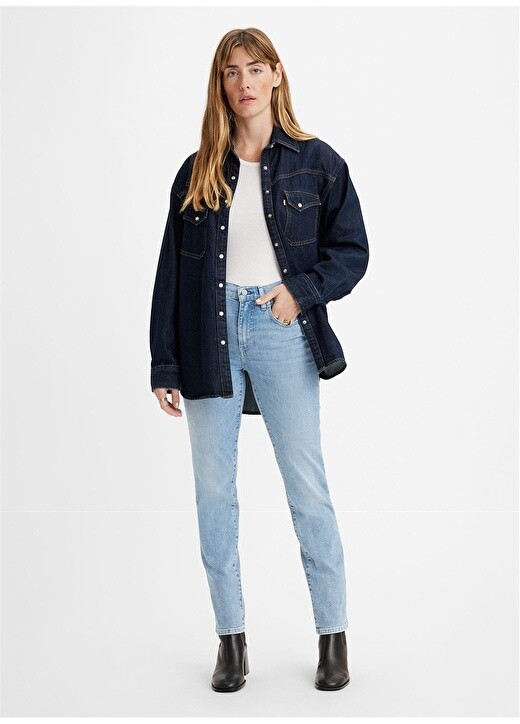 

Прямые светло-голубые женские джинсовые брюки с высокой талией Levis, Синий