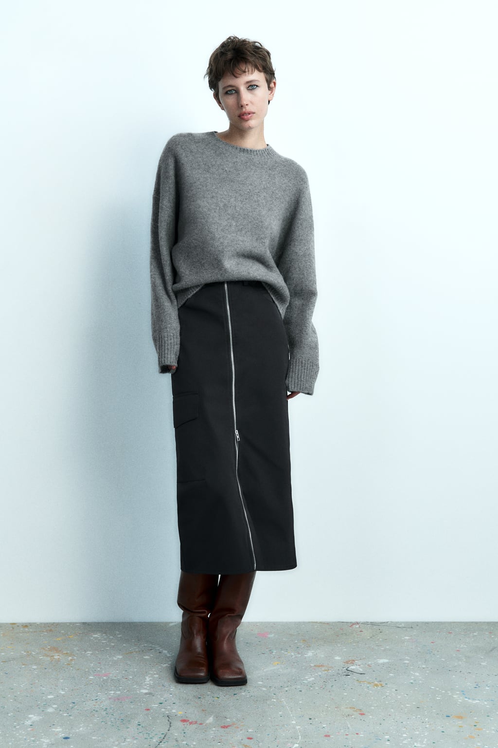 

Прямые мужские брюки ZARA, серый
