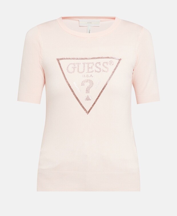 

Пуловер с короткими рукавами Guess, розовый