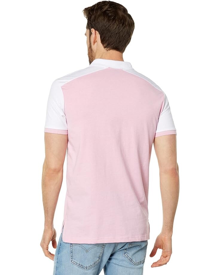 

Поло U.S. POLO ASSN. Slim Fit Chest Stripe Color-Block Polo, цвет Pink Sunset Heather