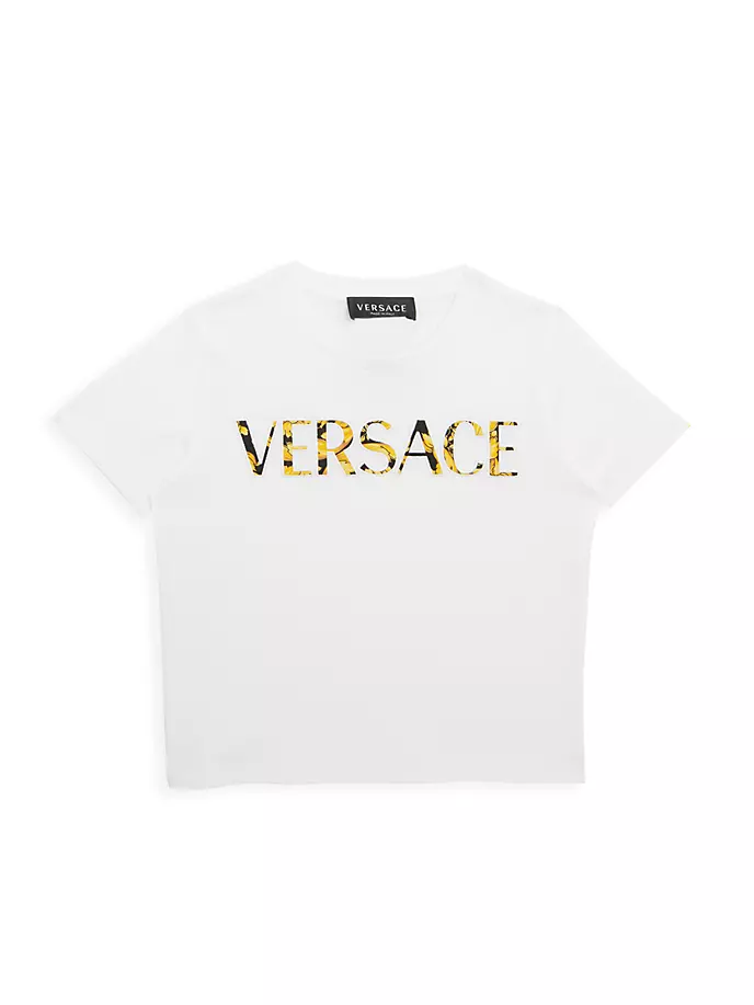 

Футболка Little Boy's & Boy's Barocco с вышитым логотипом Versace, белый