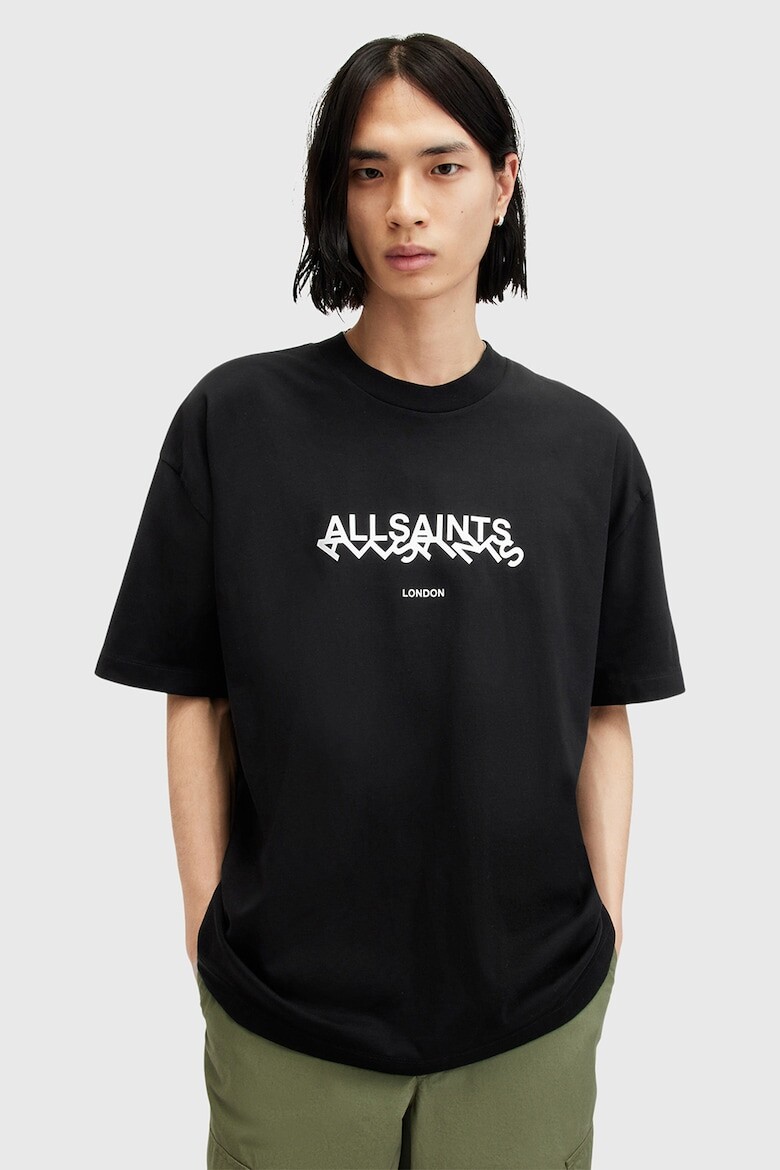 

Футболка оверсайз с косым логотипом Allsaints, черный