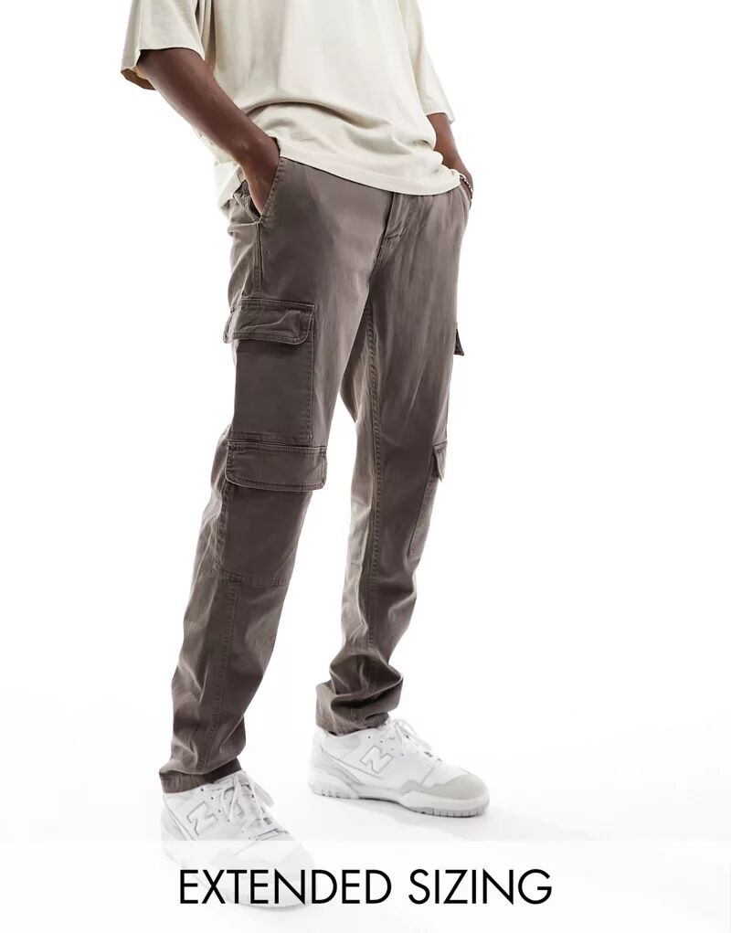 Коричневые брюки карго узкого кроя ASOS коричневые шорты узкого кроя из пике asos