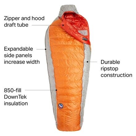 

Спальный мешок Torchlight UL: 30F вниз Big Agnes, оранжевый/серый