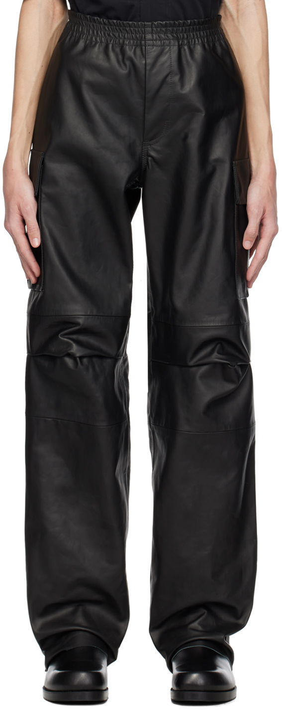 Черные кожаные брюки карго со складками 1017 ALYX 9SM streetwear men women alyx bag high quality metal buckle multi function pocket alyx double casual alyx back bag
