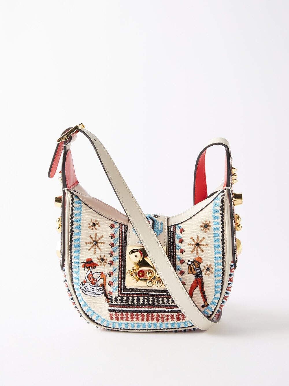 

Миниатюрная сумка на плечо carasky loubi с вышивкой Christian Louboutin, бежевый