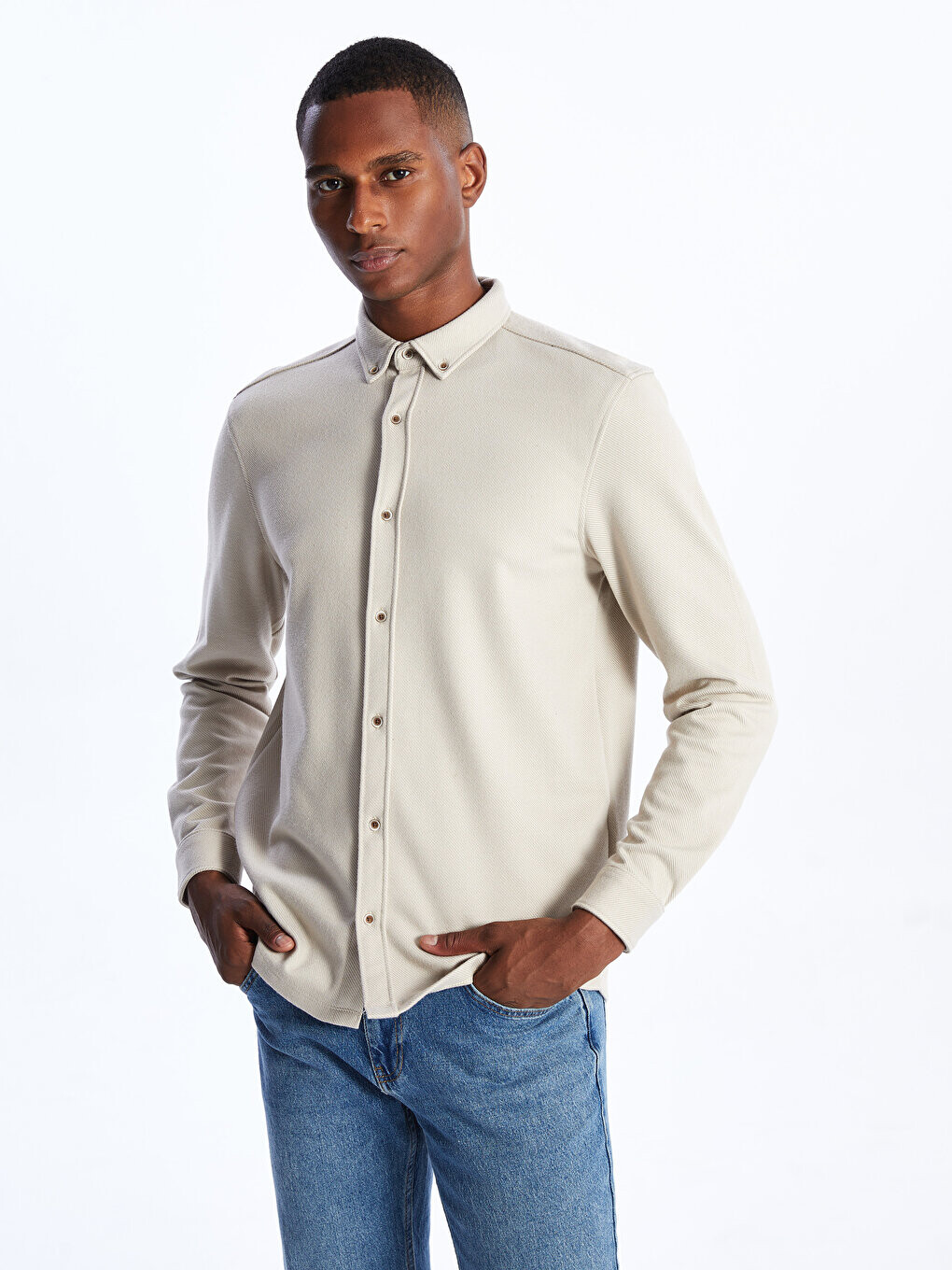 

Мужская рубашка Slim Fit с длинным рукавом LCW Vision, бежевый