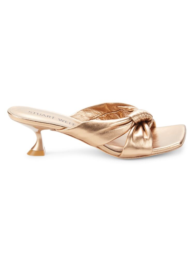 

Кожаные сандалии Playa с узором 50 узлов и эффектом металлик Stuart Weitzman, золото