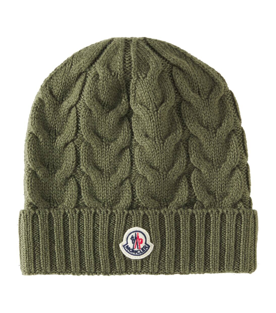 

Шапка из шерсти, вязка косами Moncler Enfant, зеленый