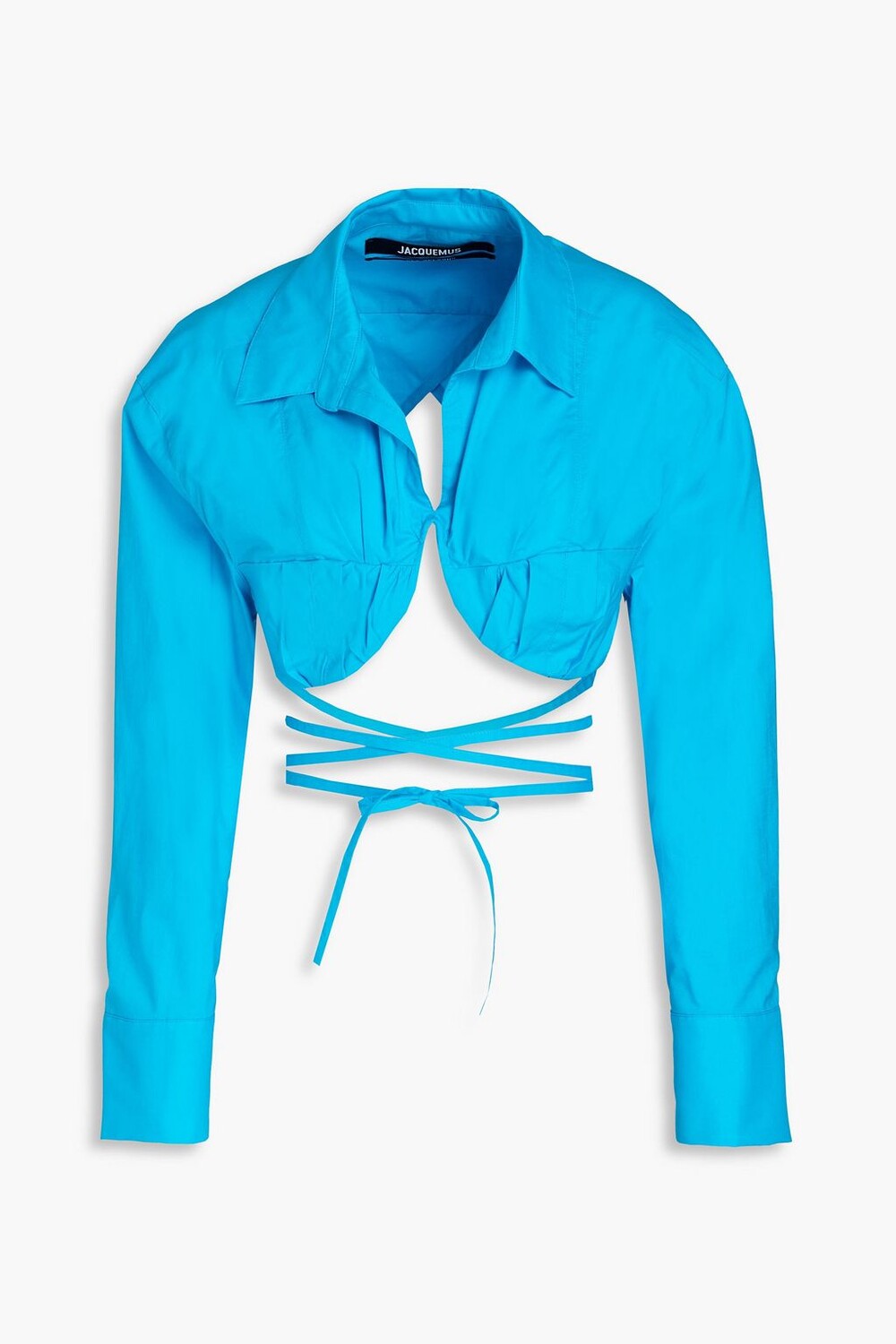

Укороченная рубашка Baci из хлопкового поплина на косточках JACQUEMUS, бирюзовый