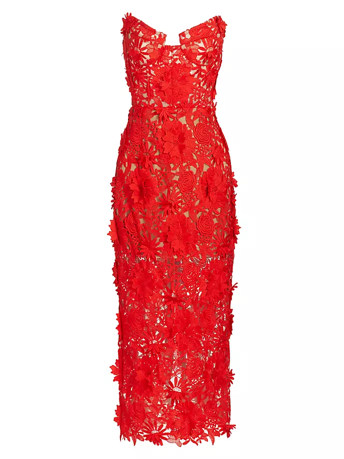 Кружевное платье миди без бретелек Jasmine Bronx And Banco, красный