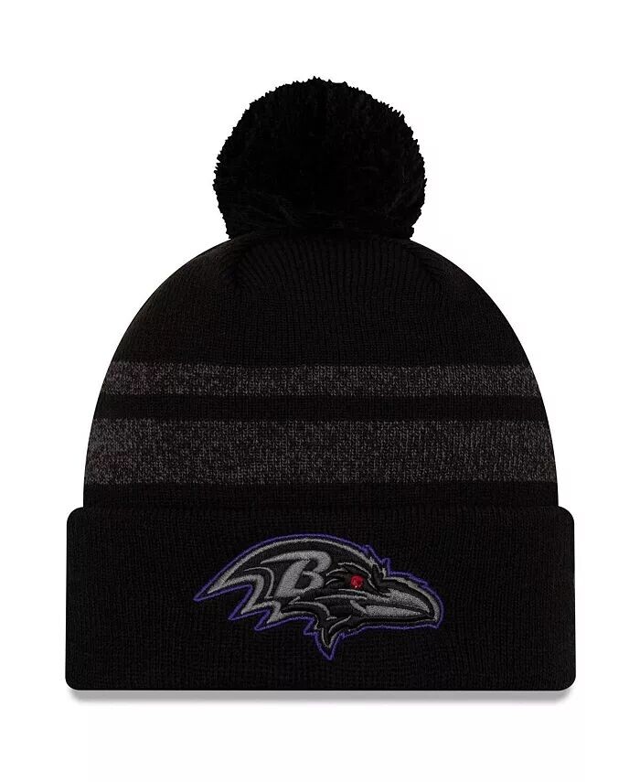 

Мужская черная вязаная шапка с манжетами и помпоном Baltimore Ravens Dispatch New Era, черный