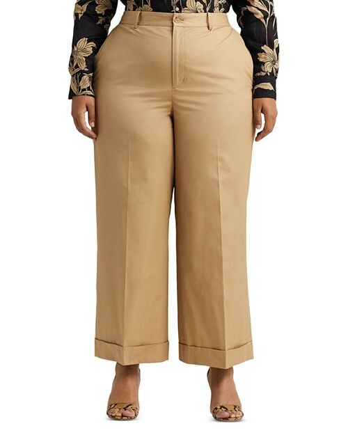 

Укороченные широкие брюки плюс с высокой посадкой Ralph Lauren, цвет Tan/Beige