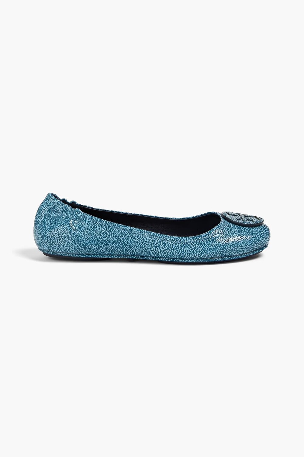 

Украшенные кожаные балетки с эффектом ската Tory Burch, цвет Slate blue