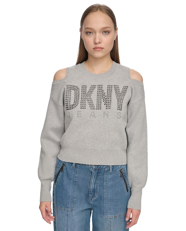 

Женский свитер с круглым вырезом Dkny Jeans, светло-серый