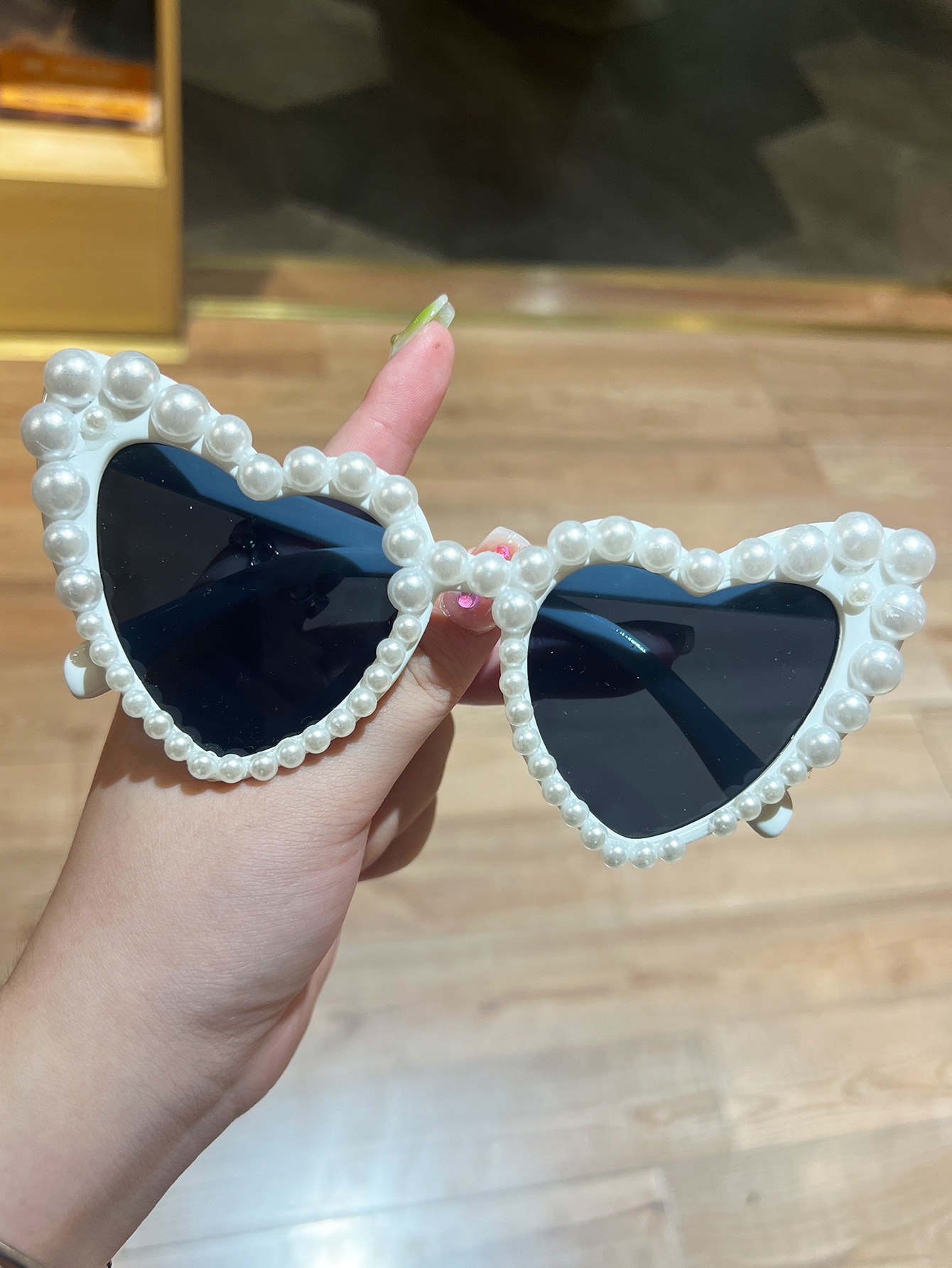 Женские солнцезащитные очки из искусственного жемчуга в форме сердца