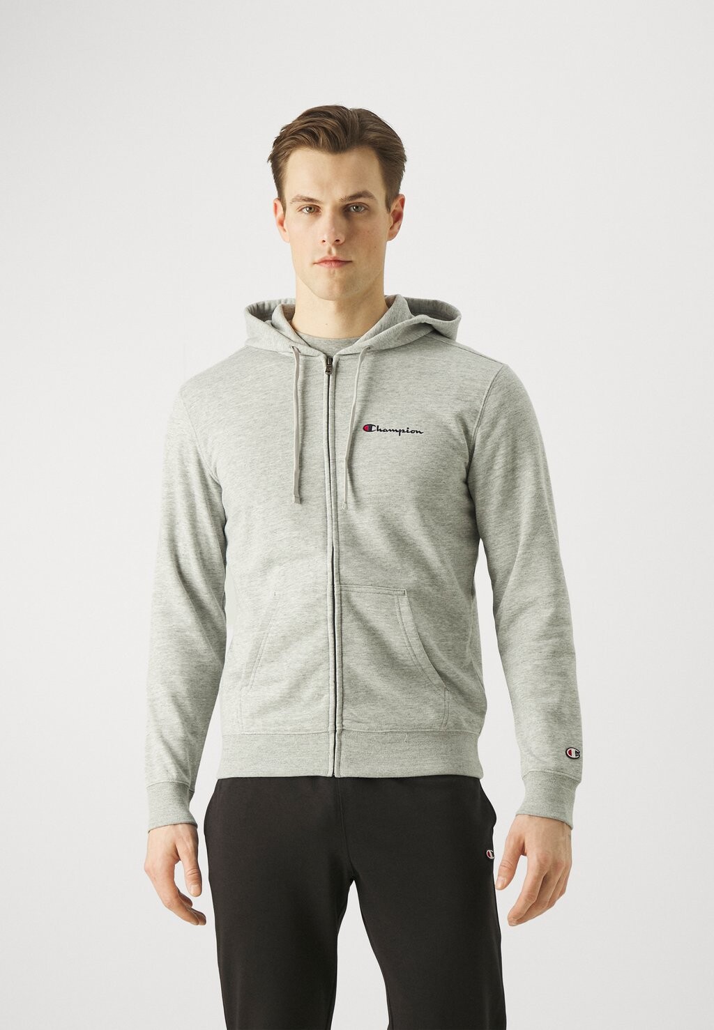 

Толстовка на молнии Icons Hooded Full Zip Small Logo Champion, цвет grey melange