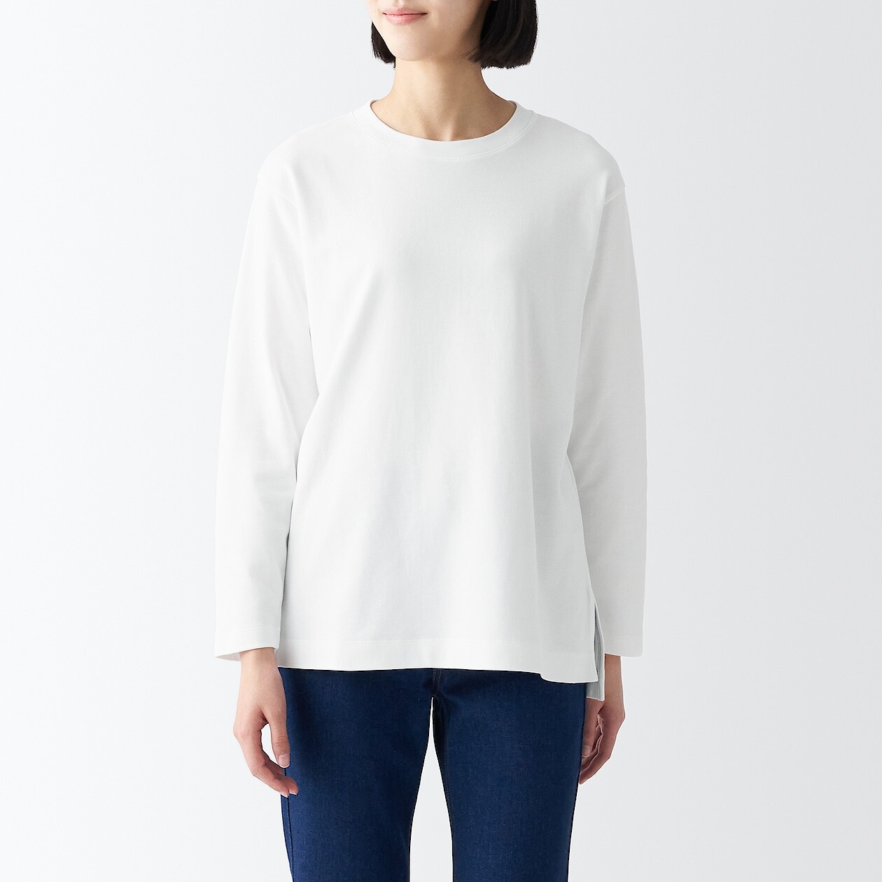 

Футболка гладкой вязки с длинными рукавами MUJI, белый