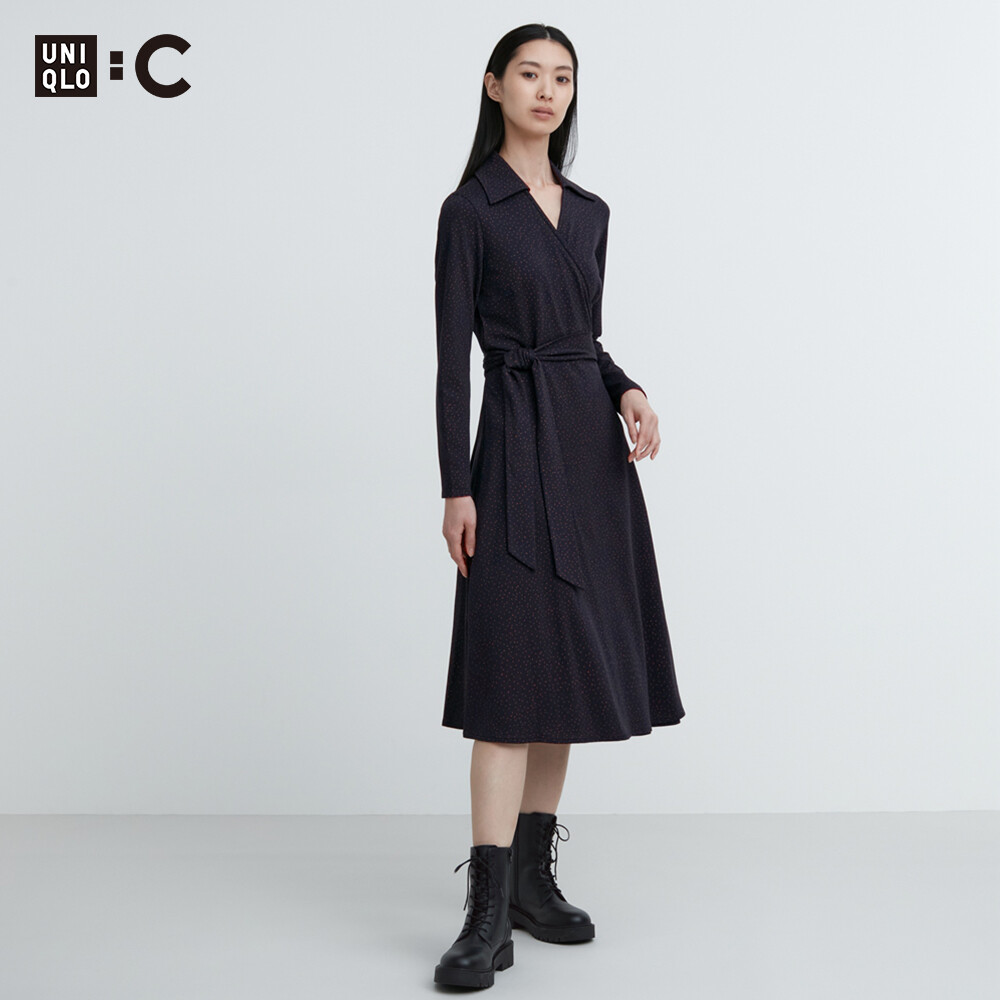 

Женское платье Uniqlo на шнуровке, темно-синий