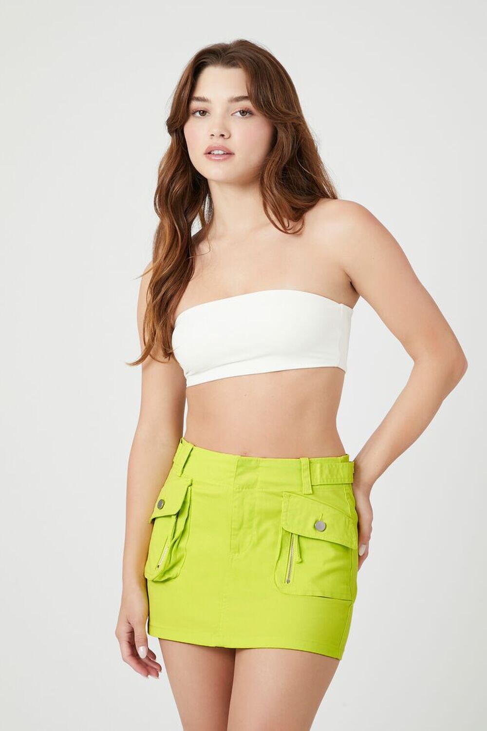 

Мини-юбка карго из твила Forever 21, зеленый