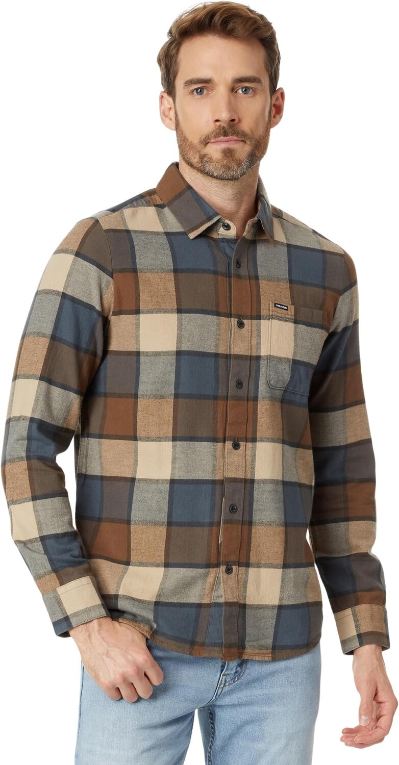 

Рубашка Caden Plaid Long Sleeve Volcom, цвет Mud 1
