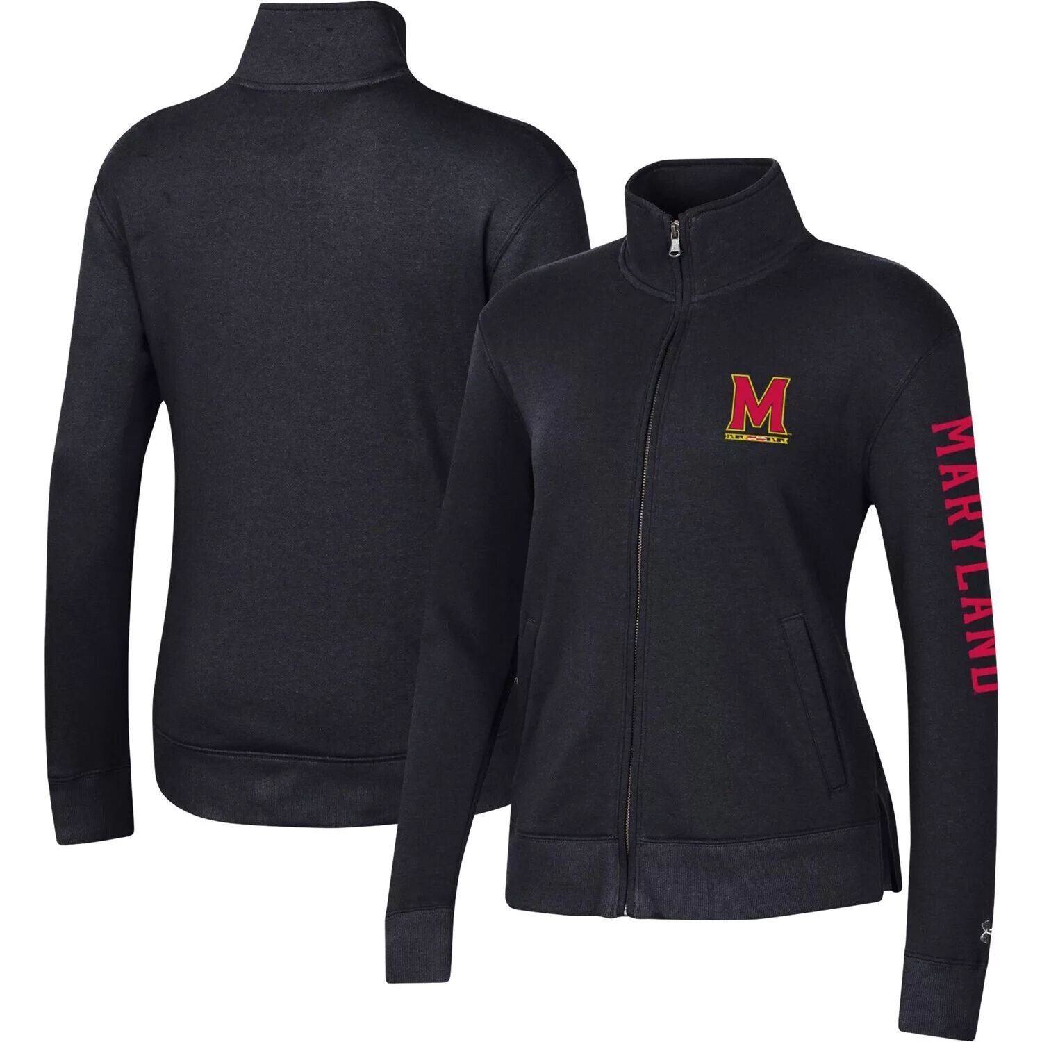 

Женская флисовая куртка с молнией во всю длину Under Armour Black Maryland Terrapins на весь день Under Armour