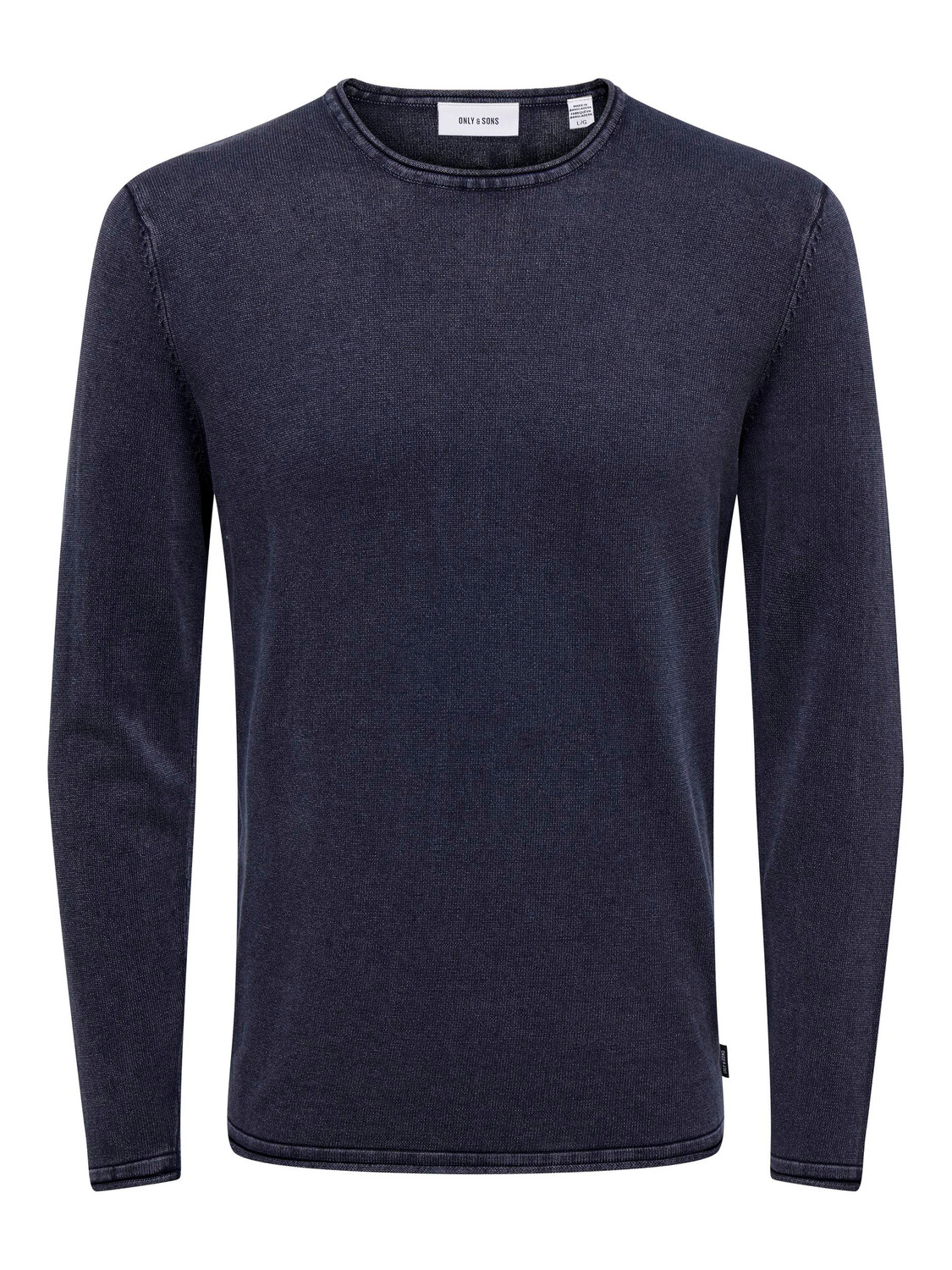 

Пуловер ONLY Lässiger Feinstrick Washed Design Rundhals Sweater, синий