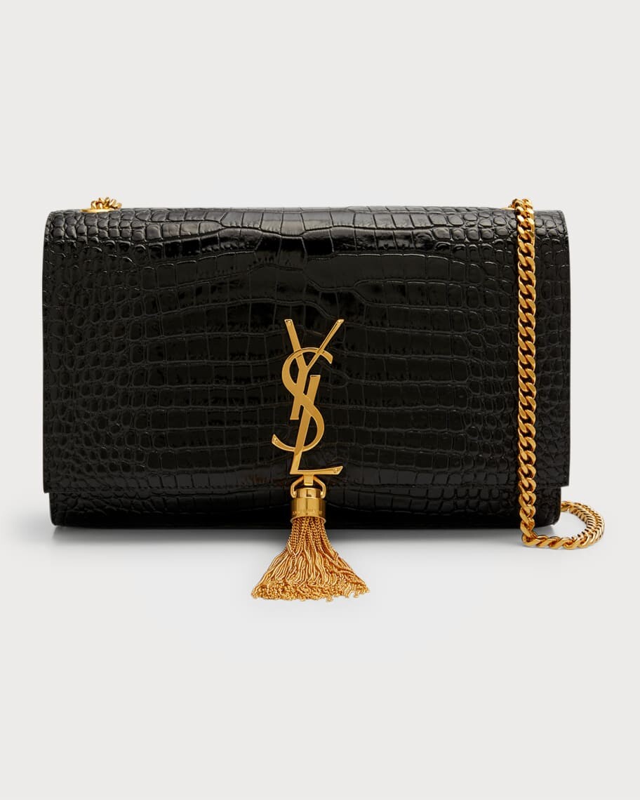 

Сумка на плечо Kate Monogram YSL среднего размера с кисточками и тиснением под крокодила Saint Laurent