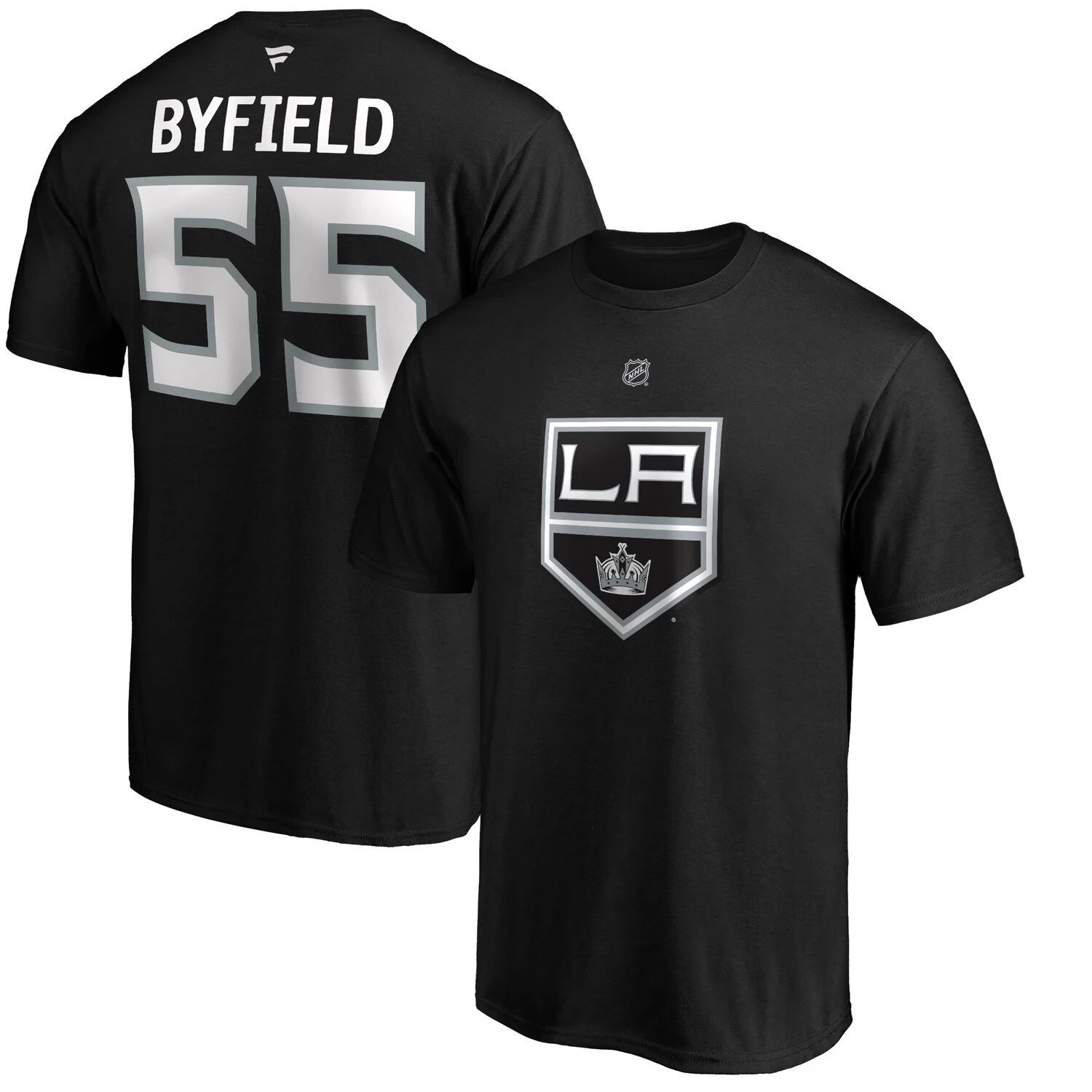 Мужская черная фирменная футболка Quinton Byfield Los Angeles Kings с аутентичным именем и номером Stack Fanatics