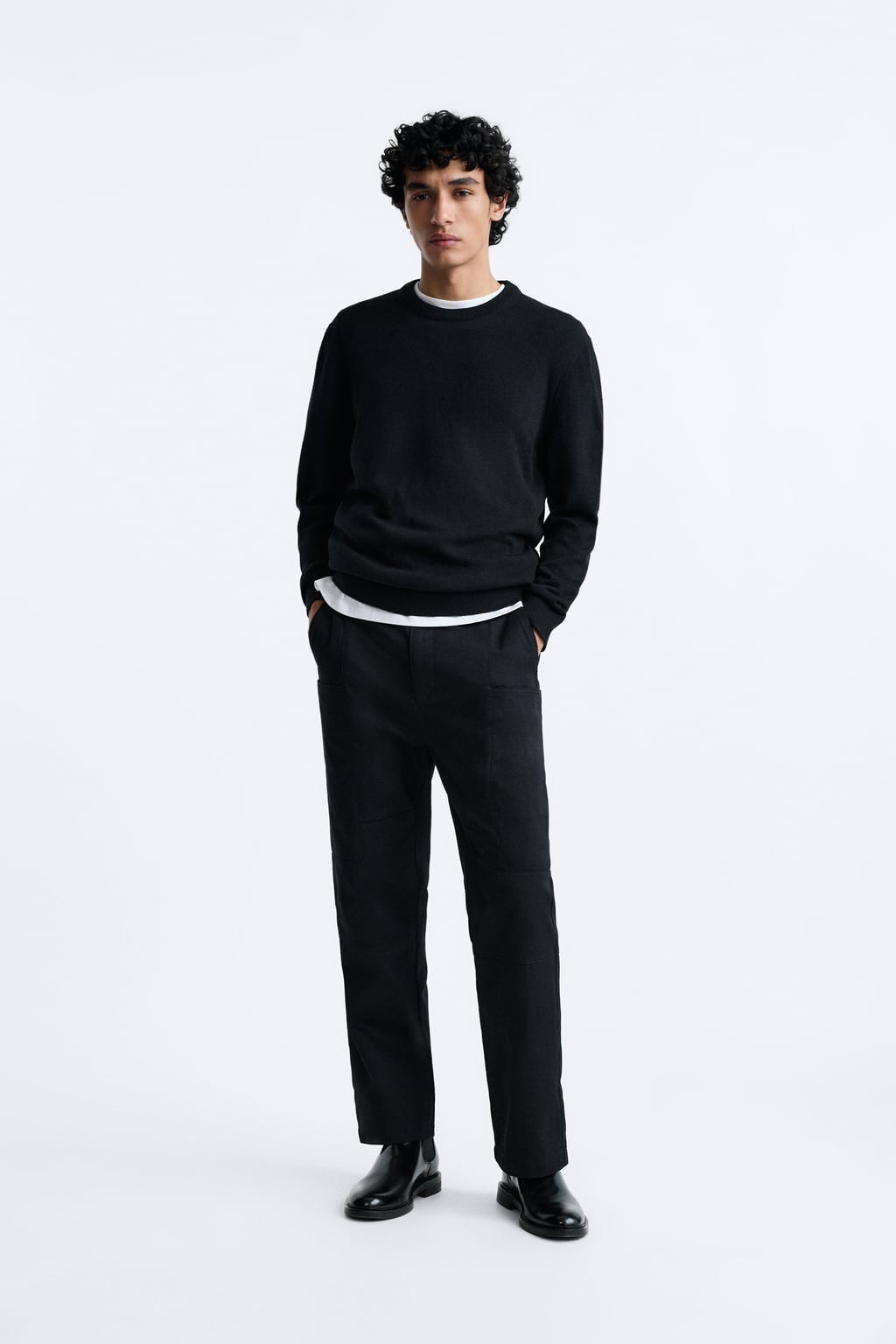 

Свитер из мериносовой шерсти 100 ZARA, черный
