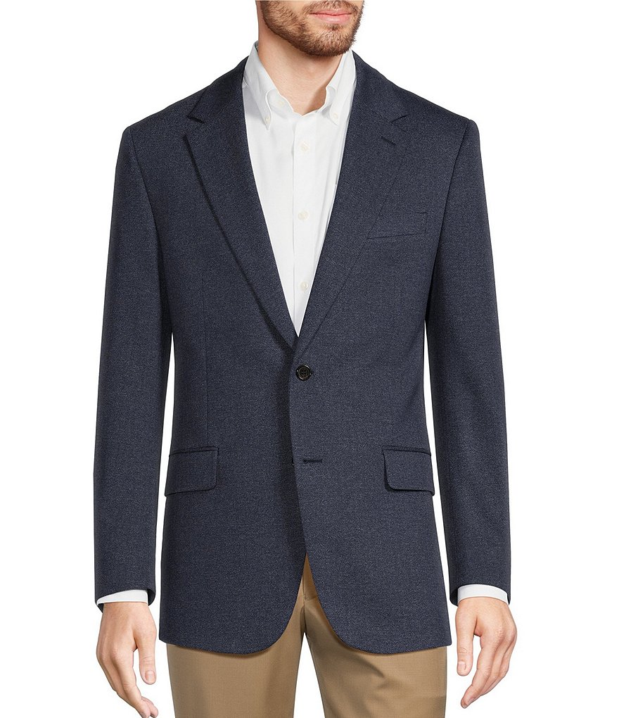 Спортивное пальто классической вязки Hickey Freeman с узором «елочка», синий