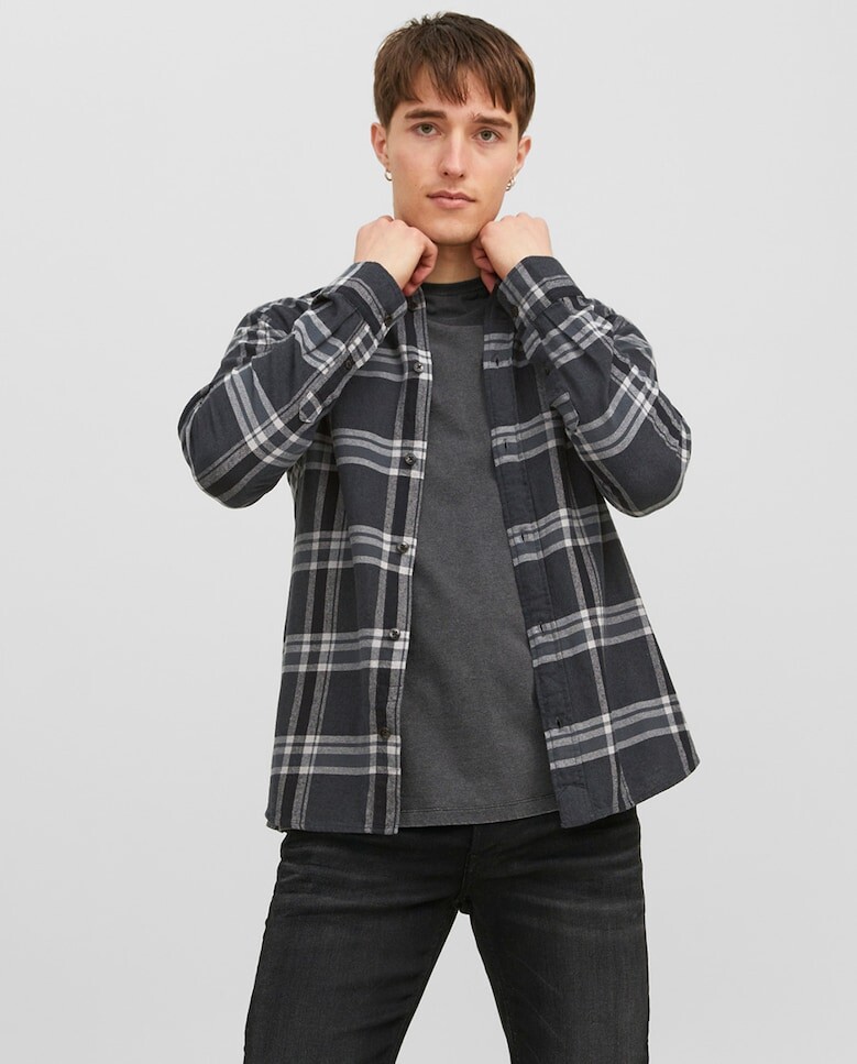 

Мужская клетчатая рубашка Jack & Jones, черный