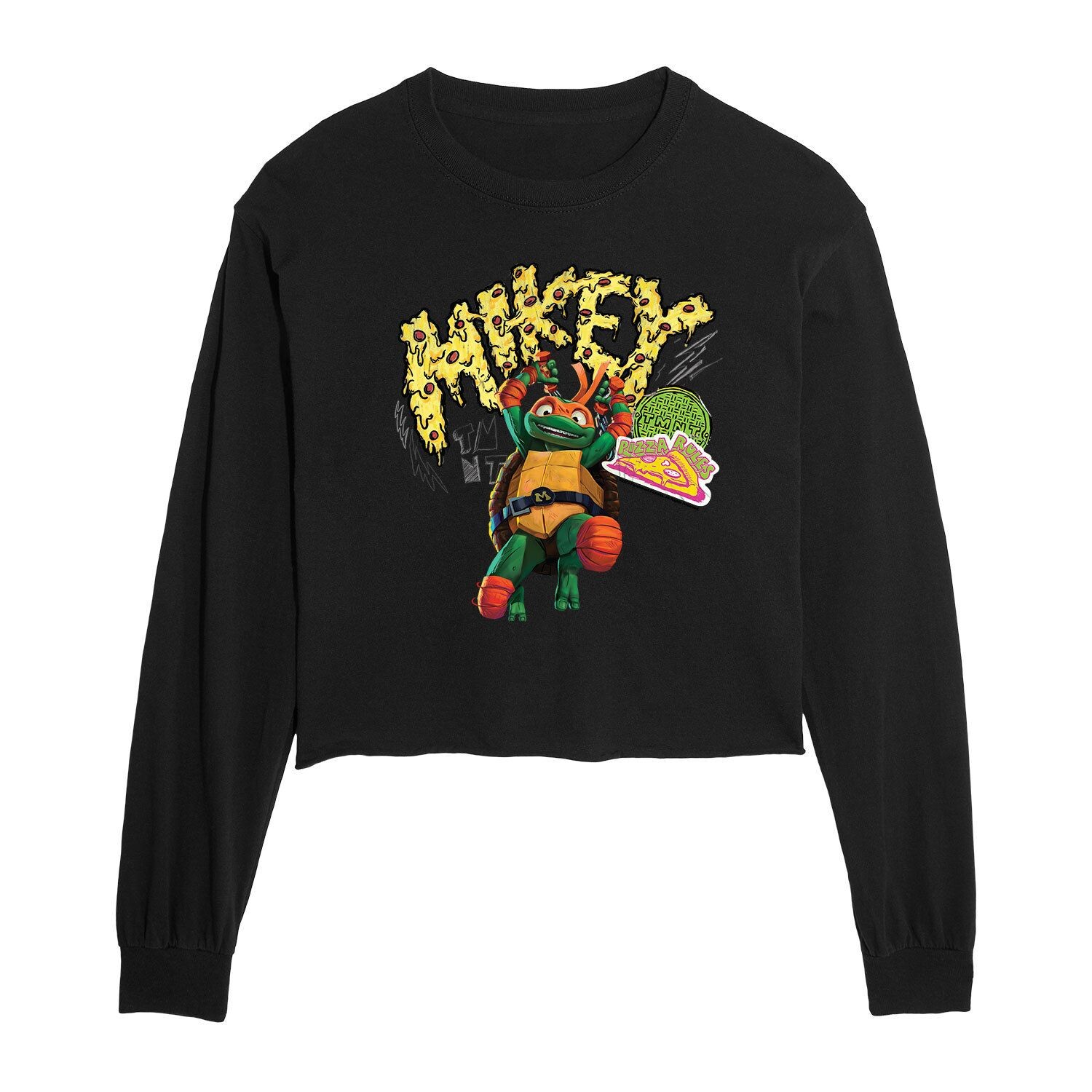 

Юниорский Nickelodeon TMNT Mutant Mayhem Mikey Pizza с коротким рукавом Licensed Character, черный