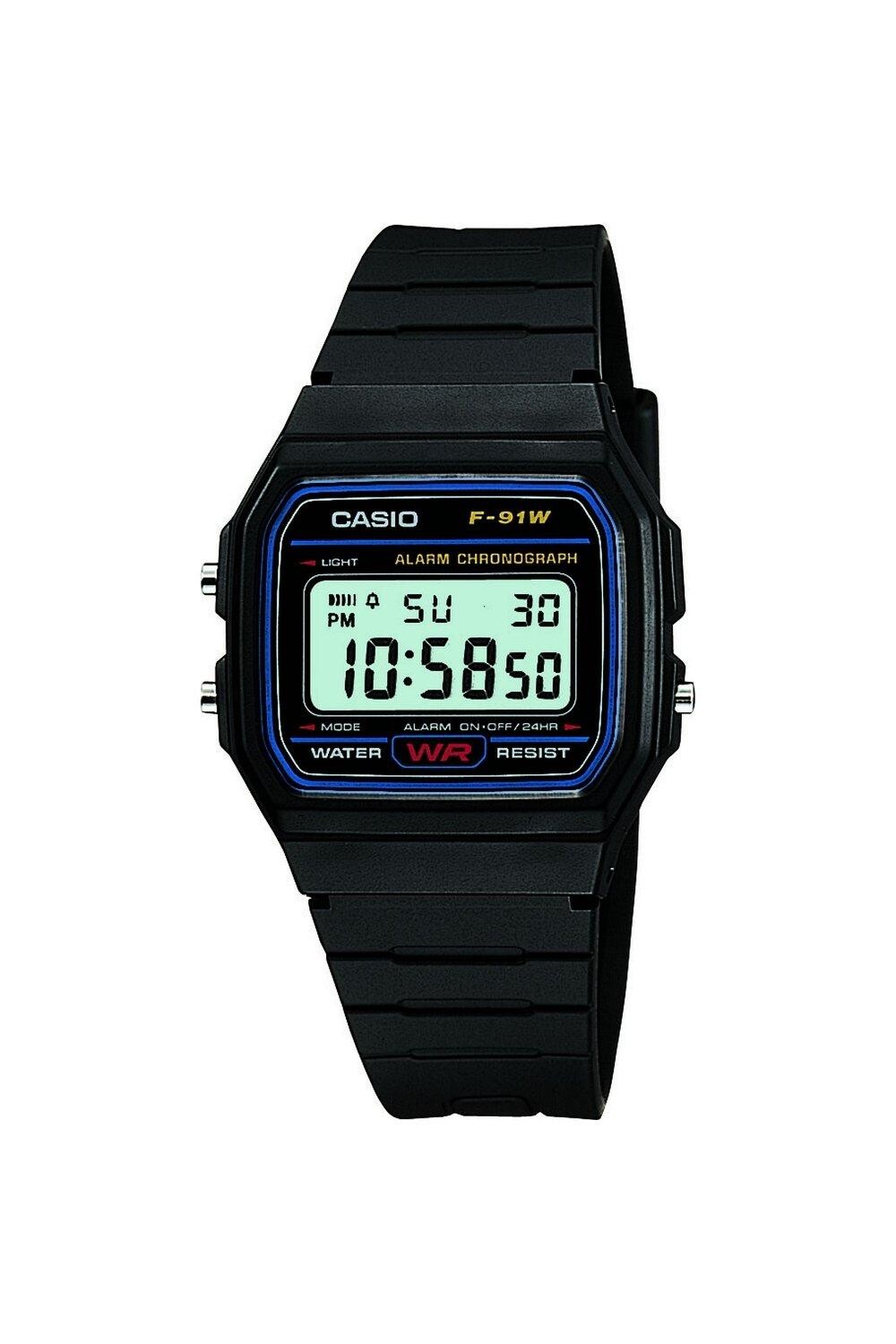 

Классические цифровые кварцевые часы из пластика/смола - F-91W-1Xy Casio, черный
