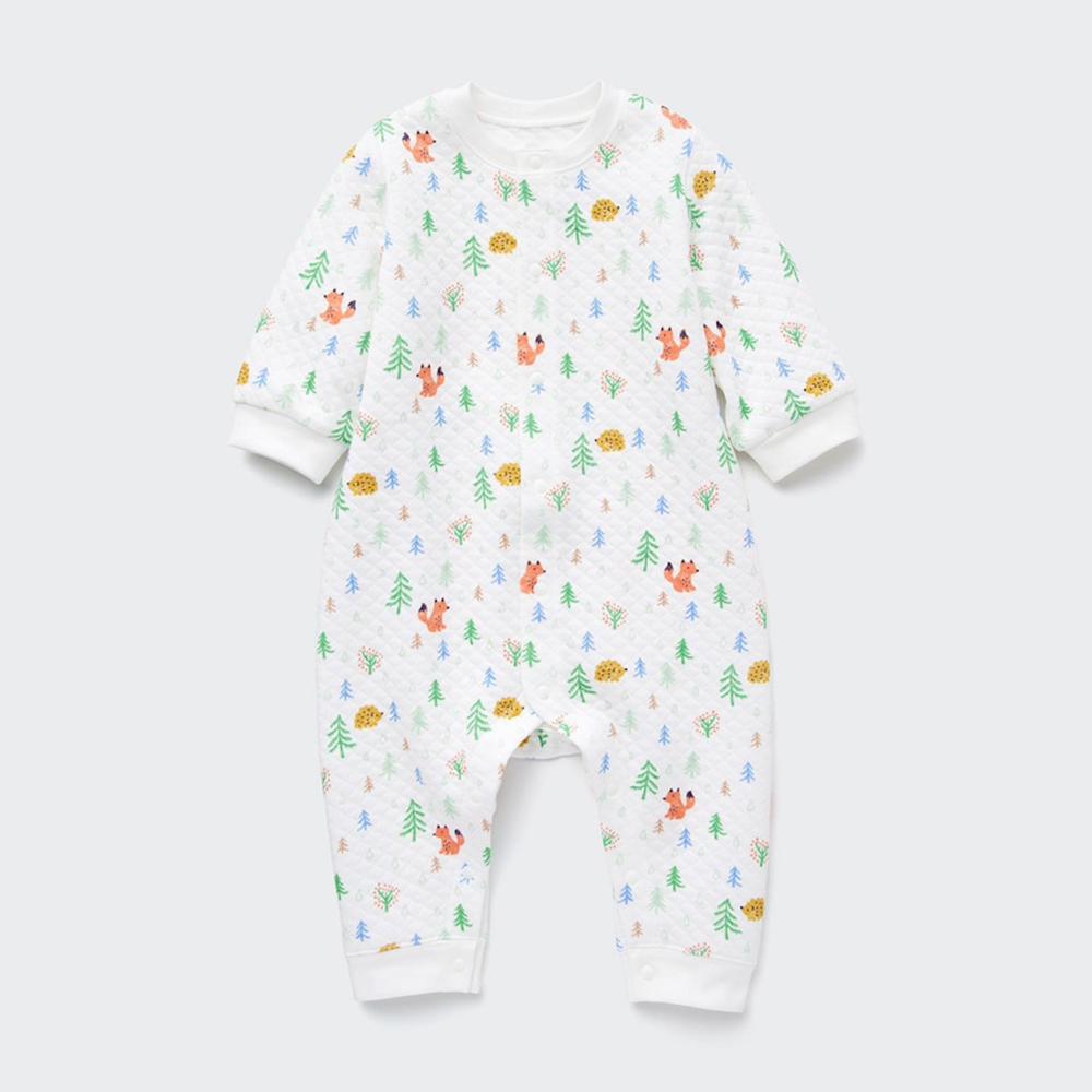 

Комбинезон Uniqlo Baby Jop гофрированный для ползания с длинными рукавами и принтом, белый