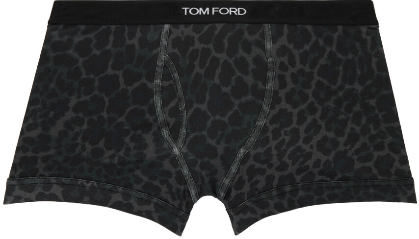 

Серые боксеры с леопардовым принтом и светоотражающими элементами Tom Ford
