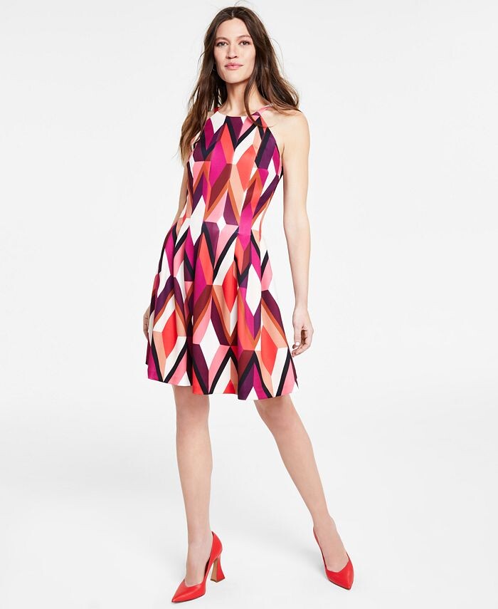

Женские модели с принтом Fit & Расклешенное мини-платье Vince Camuto, мультиколор