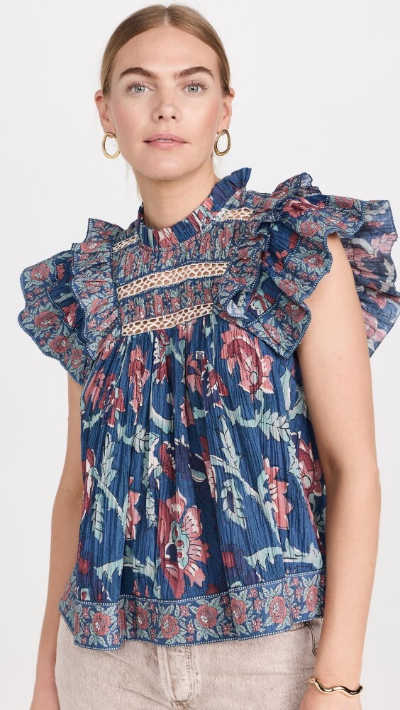 

Топ Sea Rory Print Flutter Sleeve