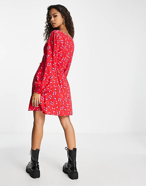 

Красное чайное платье мини с оборками Miss Selfridge