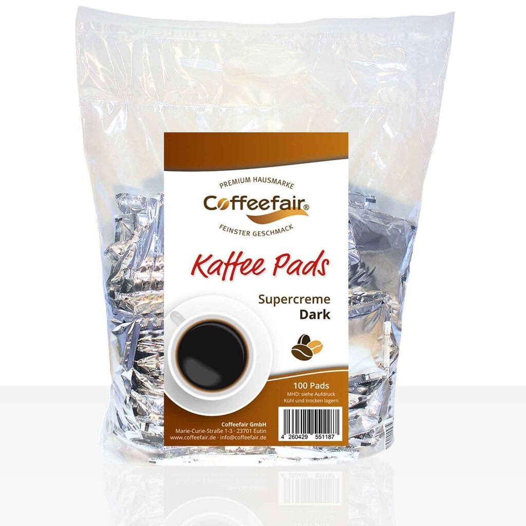 

Мега-пакетик для кофе Coffeefair Supercreme Dark Roast - 100 штук в индивидуальной упаковке, пакетик для кофе, например, Senseo. Coffeefair Gmbh