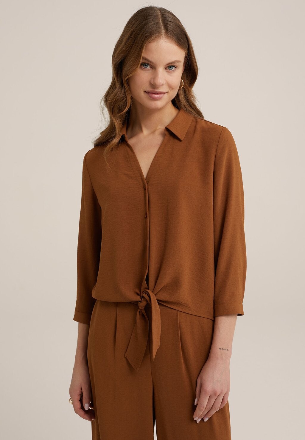 

Блуза-рубашка WE Fashion, цвет brown