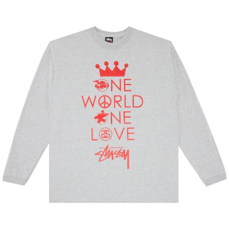 

Футболка Stussy Gear One World One Love Long-Sleeve 'Grey Heather', серый