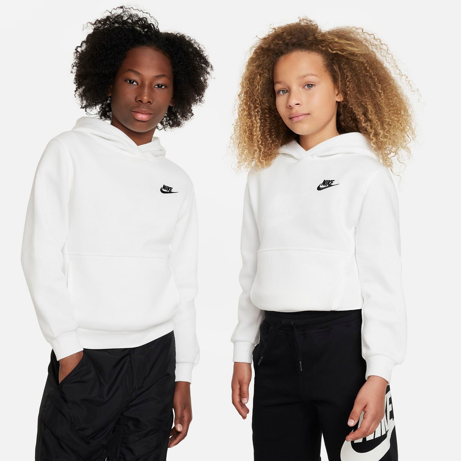 

Детский флисовый пуловер с капюшоном Nike Sportswear Club, белый