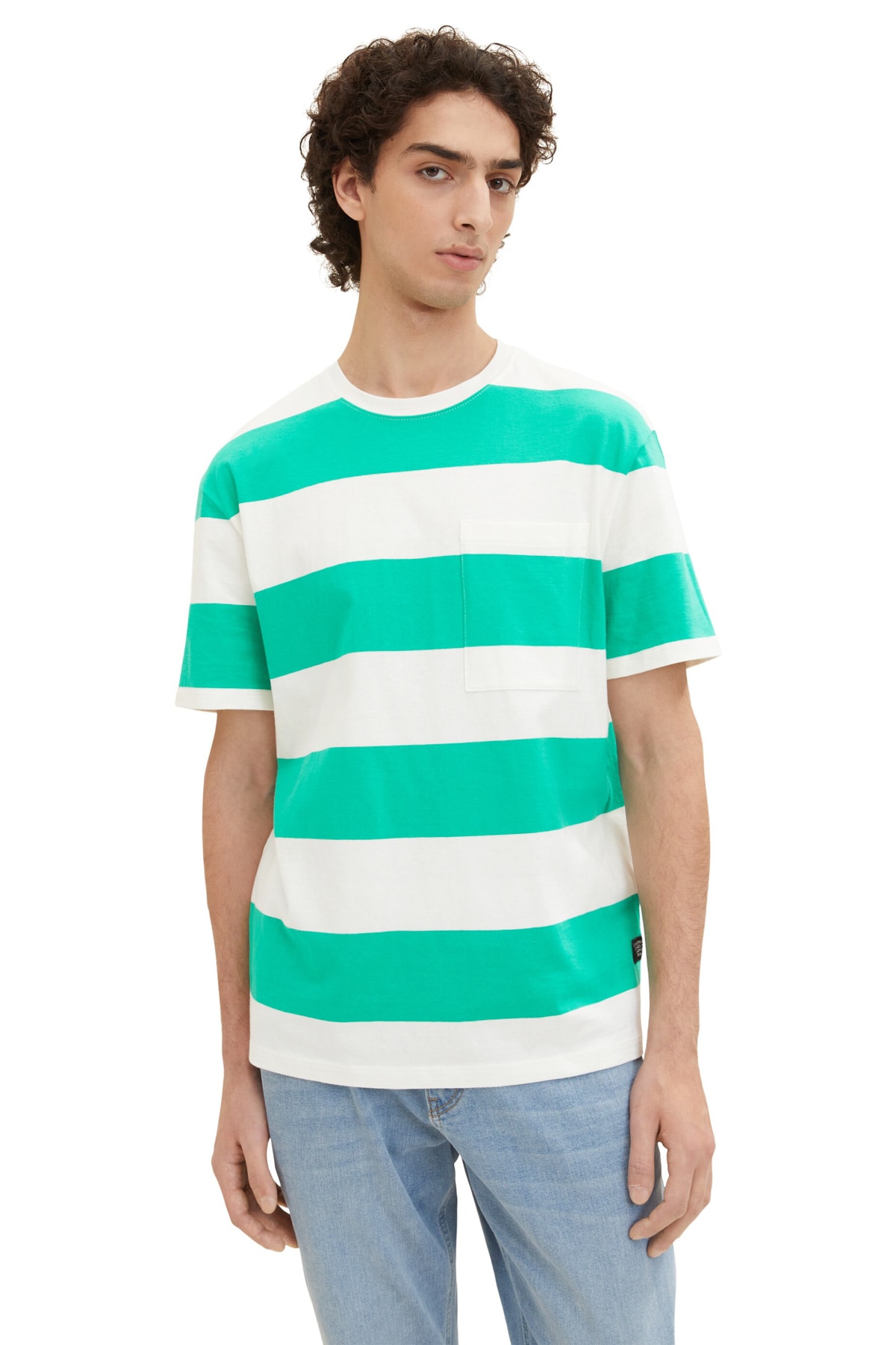 Футболка – зеленая – стандартного кроя Tom Tailor Denim, зеленый футболка tom tailor размер l белый зеленый