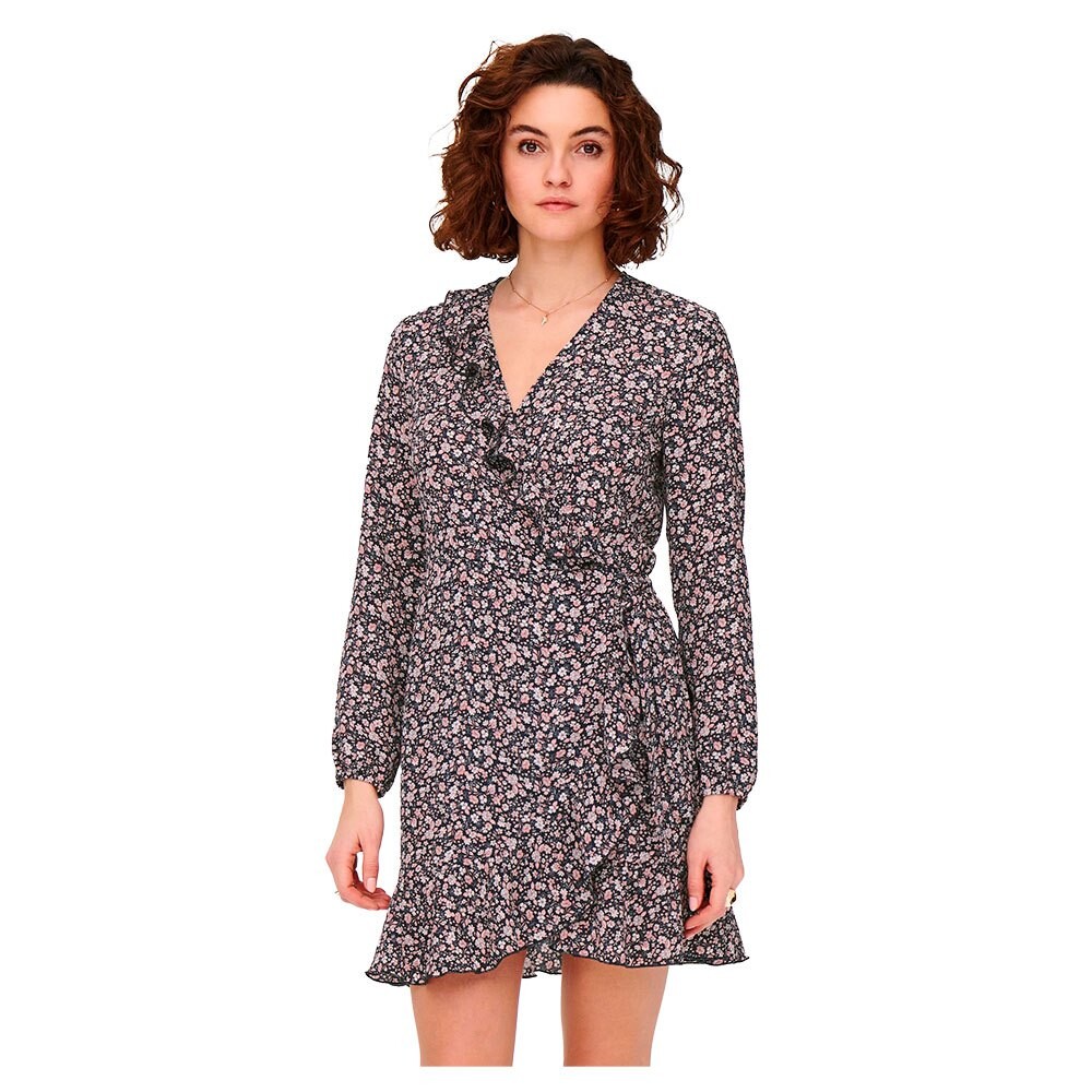 

Короткое платье Only Carly Wrap Long Sleeve, серый