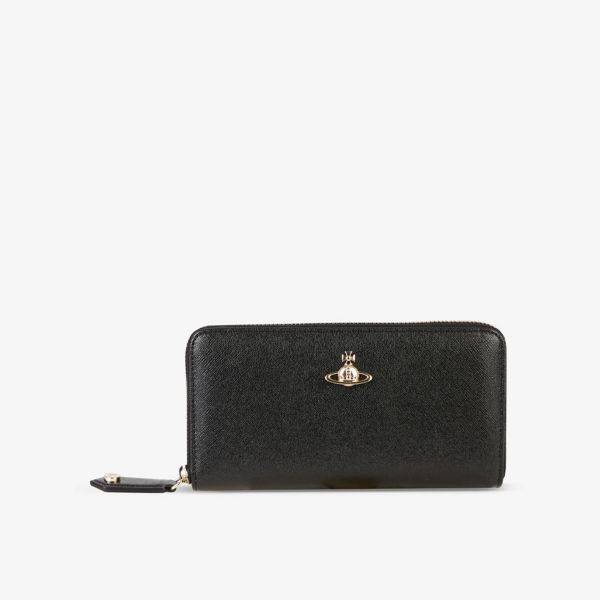 Кожаный кошелек Victoria на молнии с логотипом в виде шара Vivienne Westwood, черный 33424
