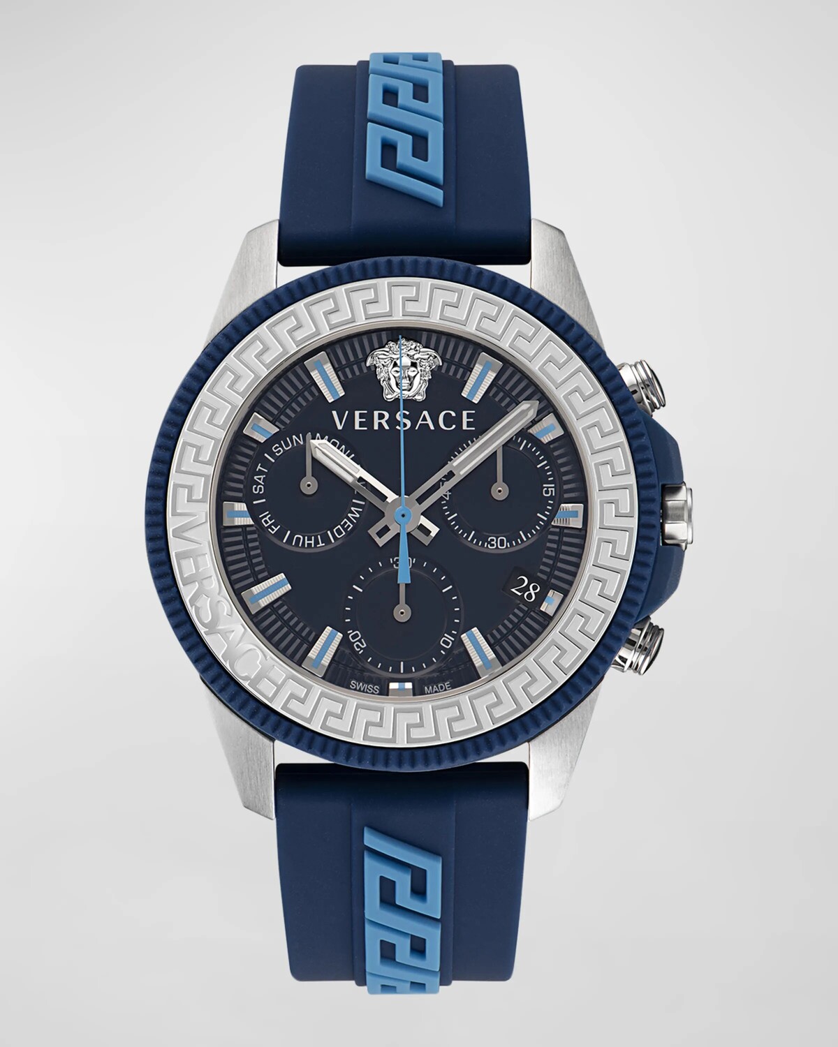 

Мужские силиконовые часы Greca Action с хронографом, 45 мм Versace, цвет Stainless Steel